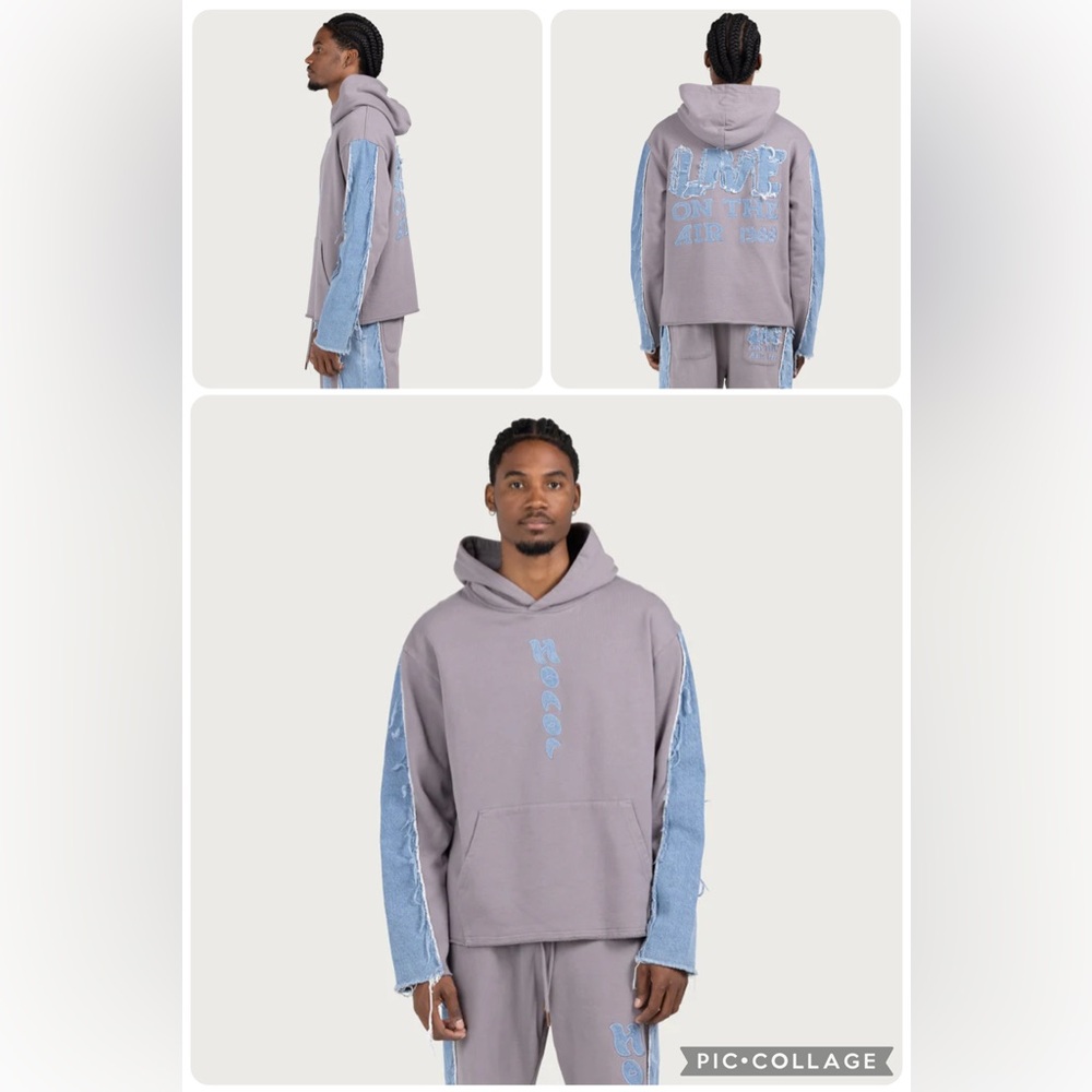(B4) NWT Honor The Gift‎ Denim "The Gift" Hoodie  Grey Heavyweight Cotton S